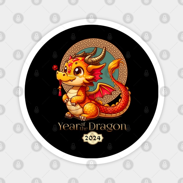 Chinese new year of the dragon 2024 Magnet by BrisaArtPrints